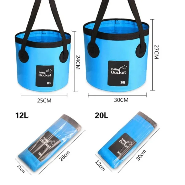 12/20L Foldable Multifunction Bucket Outdoor Travel Water Storage Carrier Bag Waterproof Water Bag Fishing Portable Water Bucket 3