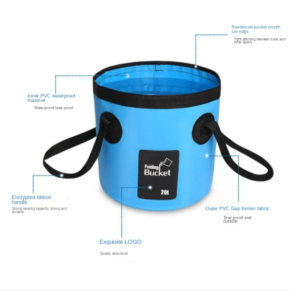 12/20L Foldable Multifunction Bucket Outdoor Travel Water Storage Carrier Bag Waterproof Water Bag Fishing Portable Water Bucket 5