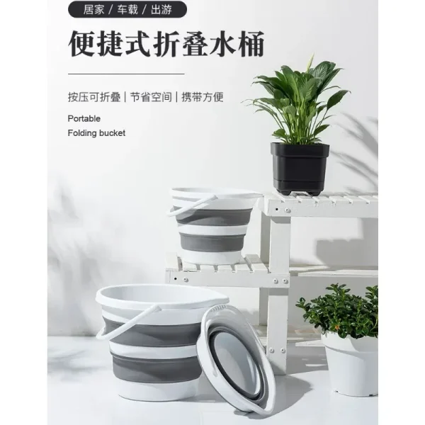 5L Collapsible Bucket Portable Folding Bucket Silicon Car Washing Outdoor Fishing Travel Camp Bucket Household Storage 6