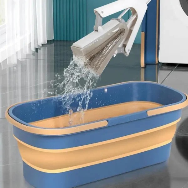 12L Foldable Mop Bucket Mop Washing Bucket With Wheels 2 Handles Multi-Purpose Rectangular Bucket Home Cleaning Accessory 4