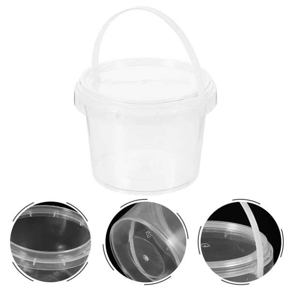 12pcs Mini 0.5L Clear PP Stackable Lids Bucket Candy Containers Snack Mini Ice Cream Containers For Homemade Ice Cream Holder 2