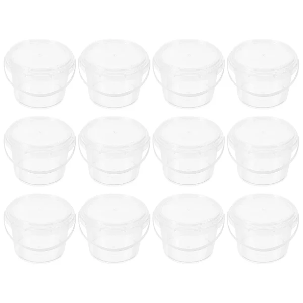 12pcs Mini 0.5L Clear PP Stackable Lids Bucket Candy Containers Snack Mini Ice Cream Containers For Homemade Ice Cream Holder 3