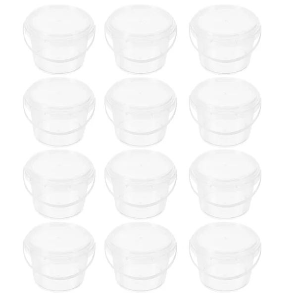 12pcs Mini 0.5L Clear PP Stackable Lids Bucket Candy Containers Snack Mini Ice Cream Containers For Homemade Ice Cream Holder 4
