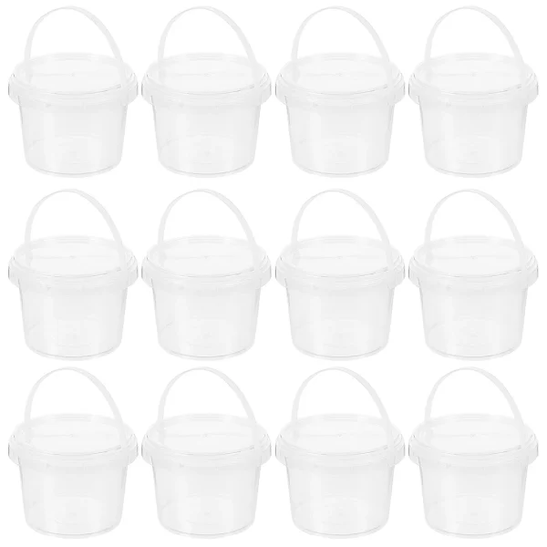 12pcs Mini 0.5L Clear PP Stackable Lids Bucket Candy Containers Snack Mini Ice Cream Containers For Homemade Ice Cream Holder 6