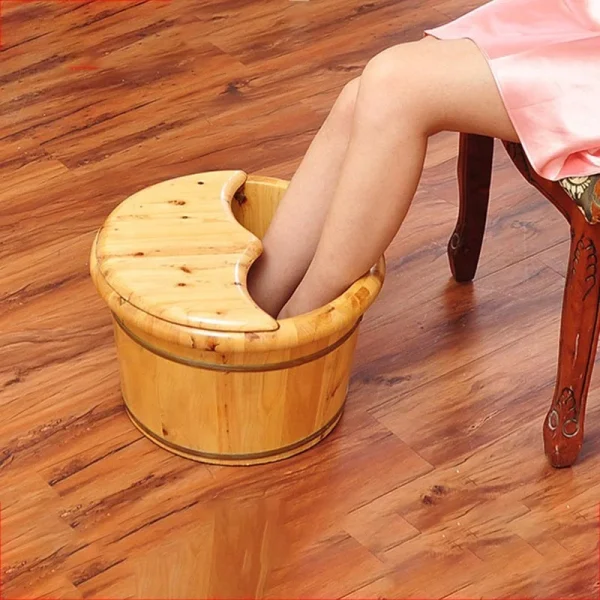 Foot Bathtub Wooden Bucket Foot Bath Barrel Foot Soaking Basin Spa Tub Solid Wood Basin Foot Wash Basin For Household 5KG 1