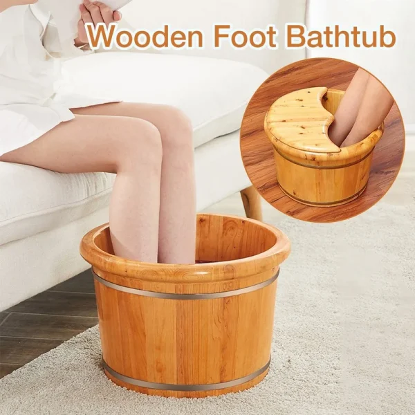 Foot Bathtub Wooden Bucket Foot Bath Barrel Foot Soaking Basin Spa Tub Solid Wood Basin Foot Wash Basin For Household 5KG 3