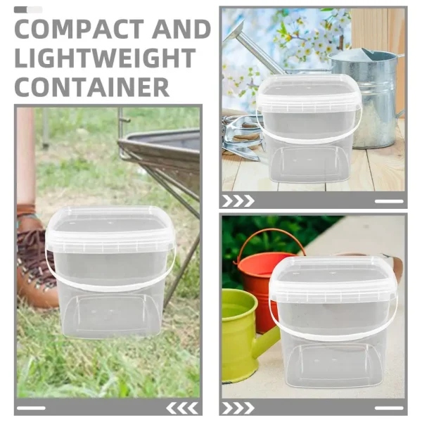 Square Bucket Plastic Containers for Food Storage 10L Clear Lightweight Leakproof Picnic Camping Pail Basin 4
