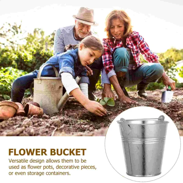 Mini Iron Bucket 18cm Top 13cm Bottom Galvanized Steel Pail Metal Bucket With Handle Compact Multi Functional Stable Base Plant 4