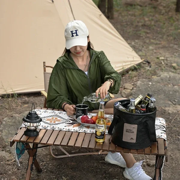 Portable Collapsible Bucket Portable Travel Laundry Bag Car Camping Tank Large Capacity Round Hand-Held Fishing Bucket 3
