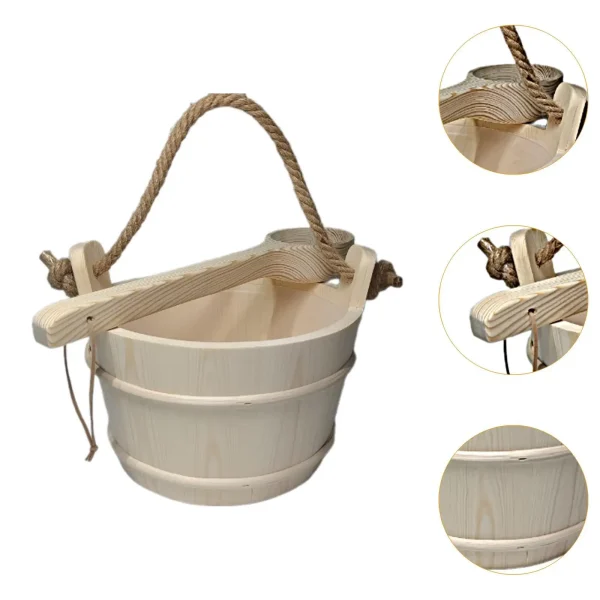Sauna Bucket and Ladle 6L Professional Multifunctional Water Bucket Sauna 5