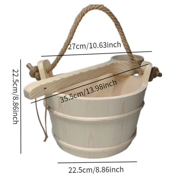Sauna Bucket and Ladle 6L Professional Multifunctional Water Bucket Sauna 6