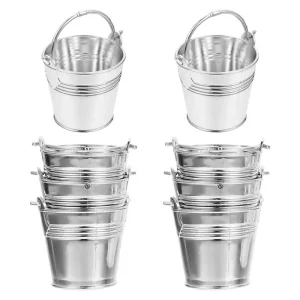 10Pcs Mini Snack Bucket Party Candy Storage Biscuit Packing Bucket Silver 1