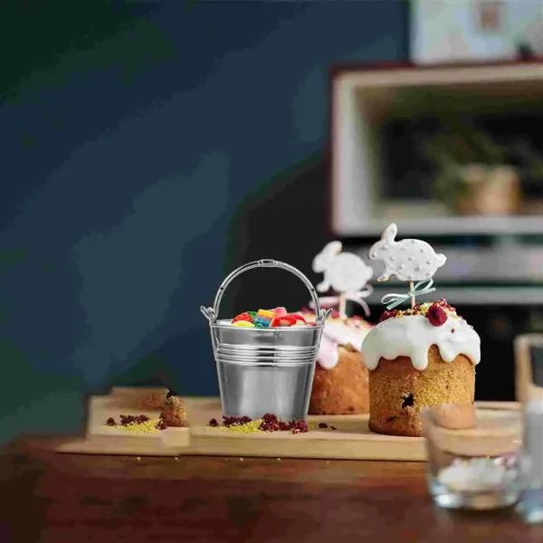 10Pcs Mini Snack Bucket Party Candy Storage Biscuit Packing Bucket Silver 4