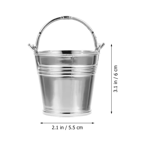 10Pcs Mini Snack Bucket Party Candy Storage Biscuit Packing Bucket Silver 5