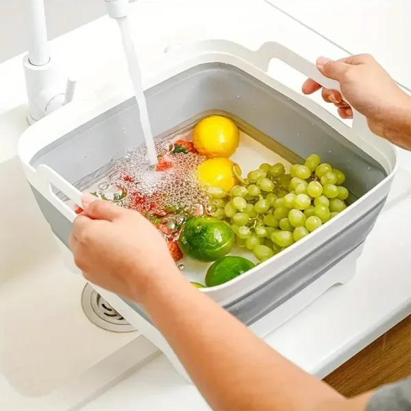 Square Multi-functional Portable Silicone Folding Bucket Large Capacity Washing Basin Household Cleaning Bathroom Kitchen 5