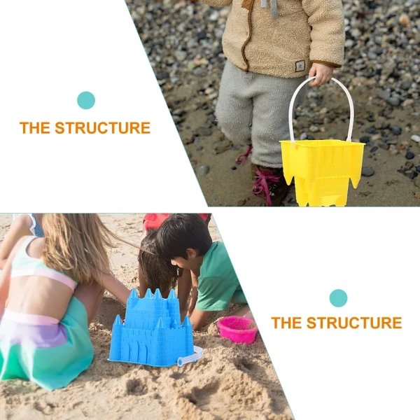 6pcs Plastic Durable Safe Kids Beach Toys Garden Tools Outdoor Water Holders Rustic Practical Plastic Buckets Premium 4