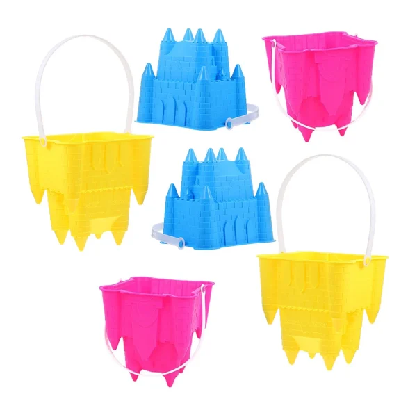 6pcs Plastic Durable Safe Kids Beach Toys Garden Tools Outdoor Water Holders Rustic Practical Plastic Buckets Premium 6