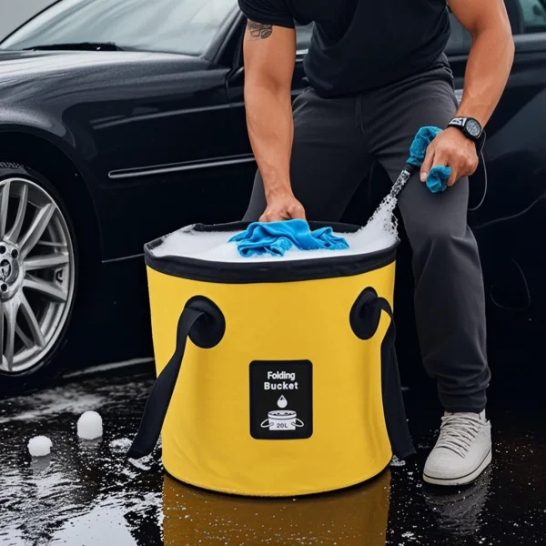 1PC Outdoor Folding Bucket, Folding Fishing, Car Washing, Foot Soaking, Convenient Camping Bucket 3