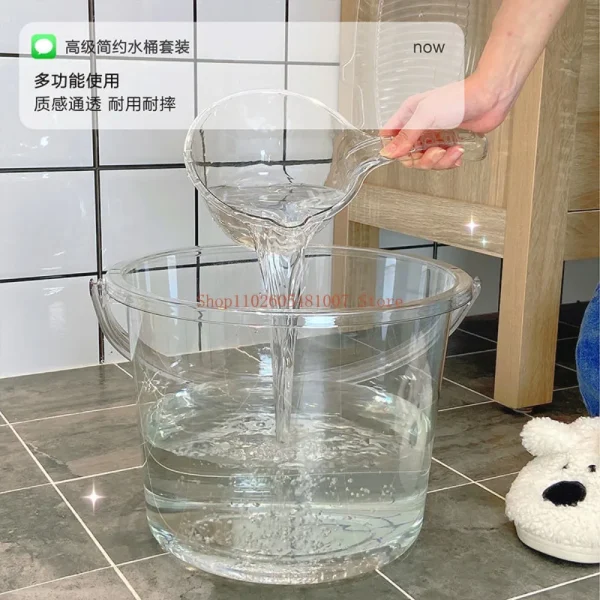 Transparent Hand-Held Bathing Bucket, Dormitory Water Storage, Household Bucket 1