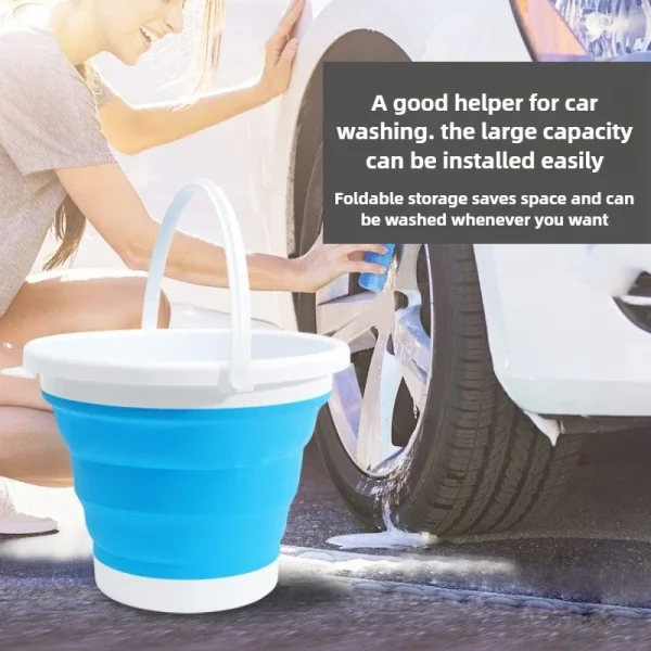 Collapsible Silicone Storage Bucket - 10L Multi-Purpose Camping, Travel, Fishing Essential | Leakproof Outdoor Utility Pail 3