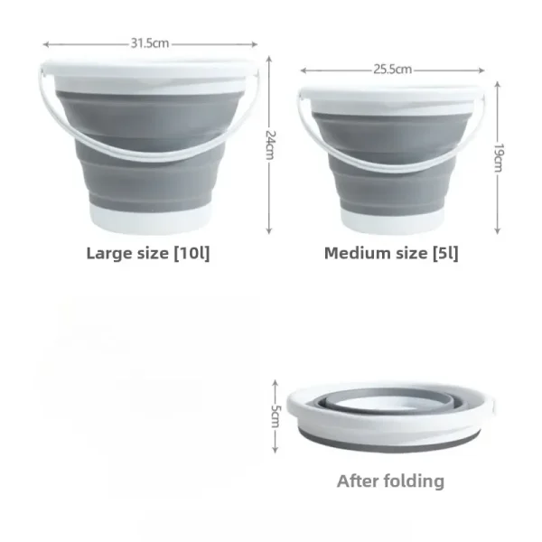 Collapsible Silicone Storage Bucket - 10L Multi-Purpose Camping, Travel, Fishing Essential | Leakproof Outdoor Utility Pail 6