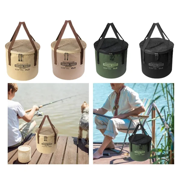Foldable Bucket, Drain Basket with Lid and Handle, Outdoor Foldable Water 3