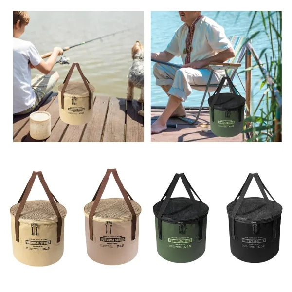 Foldable Bucket, Drain Basket with Lid and Handle, Outdoor Foldable Water 4