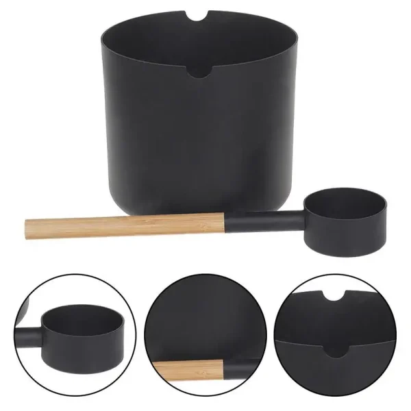 Aluminum Sauna Bucket Handmade Sauna Bucket Luxurious Sauna Aluminum Bucket Long Handle Spoon Set Matching Ladle Sauna Barrel 2