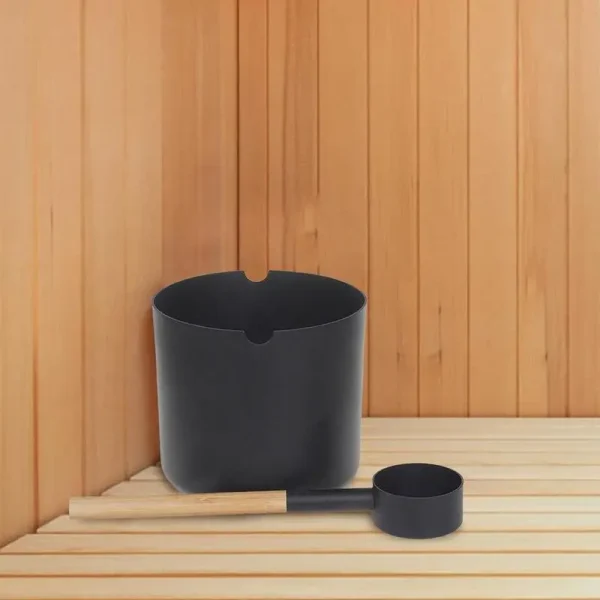 Aluminum Sauna Bucket Handmade Sauna Bucket Luxurious Sauna Aluminum Bucket Long Handle Spoon Set Matching Ladle Sauna Barrel 4