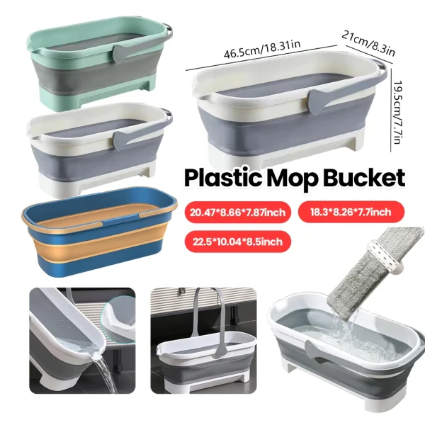 Portable Rectangular Fishing Bucket with Handle Foldable Mop Bucket Large Capacity Washing Tub Anti-Slip Home Cleaning Supplies 1