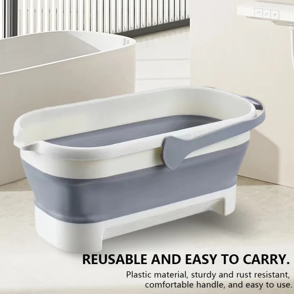 Portable Rectangular Fishing Bucket with Handle Foldable Mop Bucket Large Capacity Washing Tub Anti-Slip Home Cleaning Supplies 5