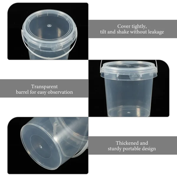 10Pc Transparent Small Ice Barrel Plastic Bucket Airtight Sealing Liquid Storage Container Food Grade snack Empty Package Bottle 5