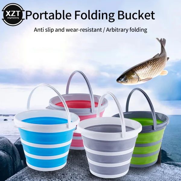 Newest 10L Fishing Bucket Silicone Collapsible Large Capicity Bucket Outdoor Fishing Camper Bucket Supplies Kitchen Water Bucket 2