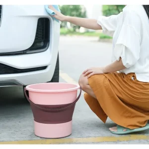 Collapsible Bucket Portable Folding Bucket Car Wash Fishing Silicone Outdoor Camping Home Folding Bucket 4.6L 1