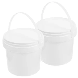 2 Pcs Storage Bucket Plastic Buckets with Lid of 2 Liters and Handle 1 Beach Toys Food White 1