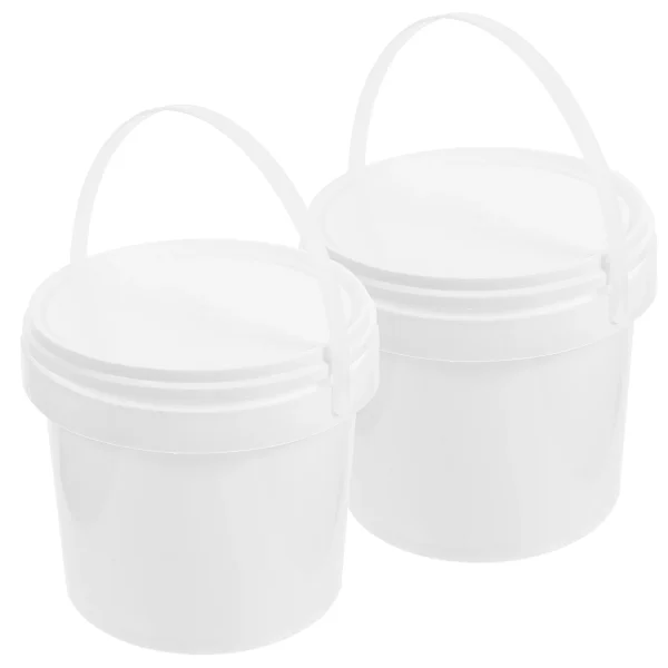 2 Pcs Storage Bucket Plastic Buckets with Lid of 2 Liters and Handle 1 Beach Toys Food White 1