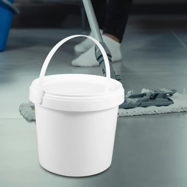 2 Pcs Storage Bucket Plastic Buckets with Lid of 2 Liters and Handle 1 Beach Toys Food White 6