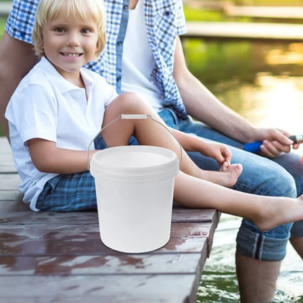 5 White Thickened Sealed Bucket With Handle Portable Water Storage Container Empty Pail For Plastic Wash Basin Small Bucket 3