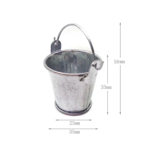 2 Pcs Mini Galvanized Buckets Tin Bucket Bucket Model Mini Garden Miniature Metal Buckets Child 2