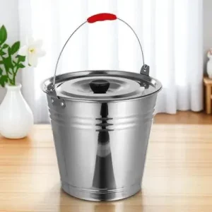 1pc Water Bucket Stainless Steel Heavy Duty Large Capacity Thicker Handle Milk Storage Ranch Pasture Use Practical Ice 1