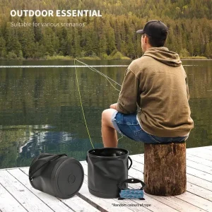 Fishing Folding Bucket 4.5L Folding Camp Wash Basin Portable Wash Basin Space Saving Outdoor Waterpot Folding Bucket Water 1
