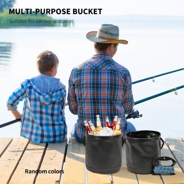 Fishing Folding Bucket 4.5L Folding Camp Wash Basin Portable Wash Basin Space Saving Outdoor Waterpot Folding Bucket Water 5