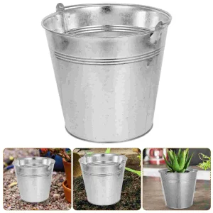 Silver Mini Iron Bucket With Handle Metal Pail Buckets Plant Container Household Merchandises Storage Canister Flower Vase 1