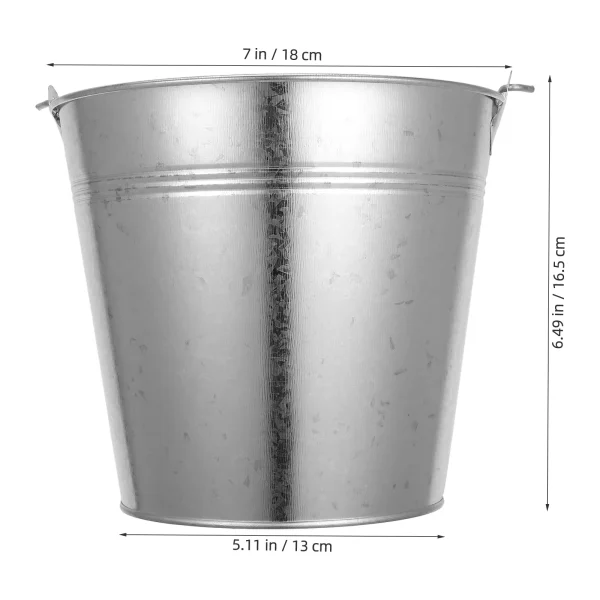 Silver Mini Iron Bucket With Handle Metal Pail Buckets Plant Container Household Merchandises Storage Canister Flower Vase 2