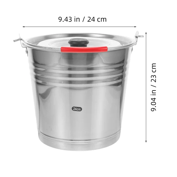 Stainless Steel Water Bucket 24cm 6L Large Capacity Lid Home Commercial Ice Beverages Parties KTV Beach Portable Storage 4