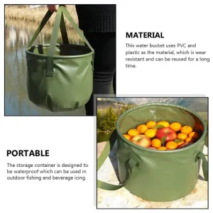 1pcs Folding Water Bucket Plastic Portable Fishing Storage Container Cleaning Basin Accessory Hunting Camping Hiking 7L 1