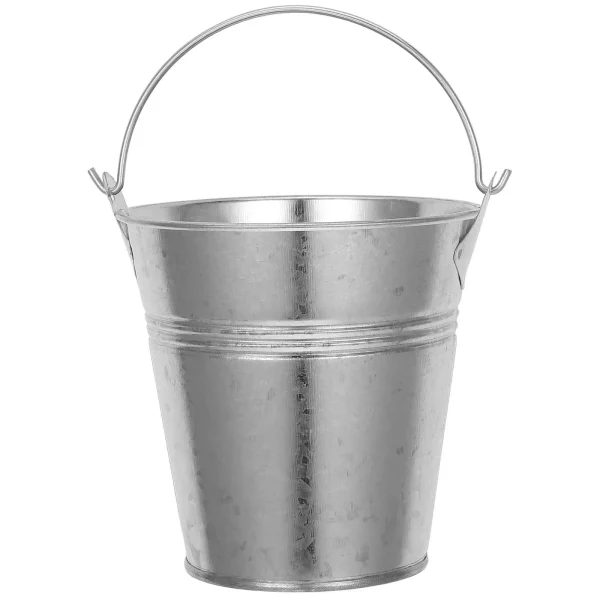 Mini Iron Bucket 18cm Mouth 13cm Bottom 16 5cm Height Silver Steel Tub Plant Storage Flower Metal Pail Bucket Home Utility 1