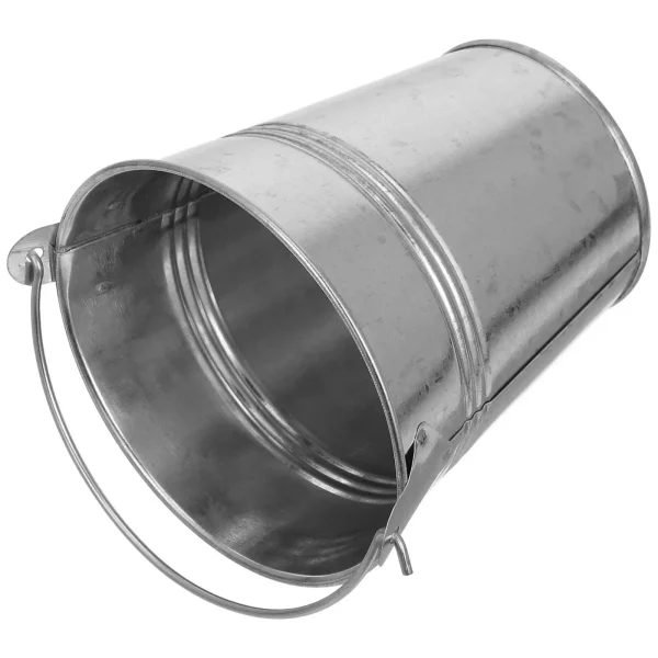 Mini Iron Bucket 18cm Mouth 13cm Bottom 16 5cm Height Silver Steel Tub Plant Storage Flower Metal Pail Bucket Home Utility 2