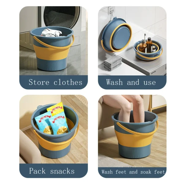 Portable Folding Washing Bucket Home Car Use Plastic Outdoor Fishing Thickened Folding Bucket 2