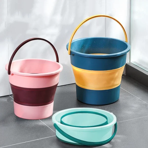 Portable Folding Washing Bucket Home Car Use Plastic Outdoor Fishing Thickened Folding Bucket 4